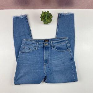 Lee Blue Denim Jeans Distressed Frayed Casual Women Size 12